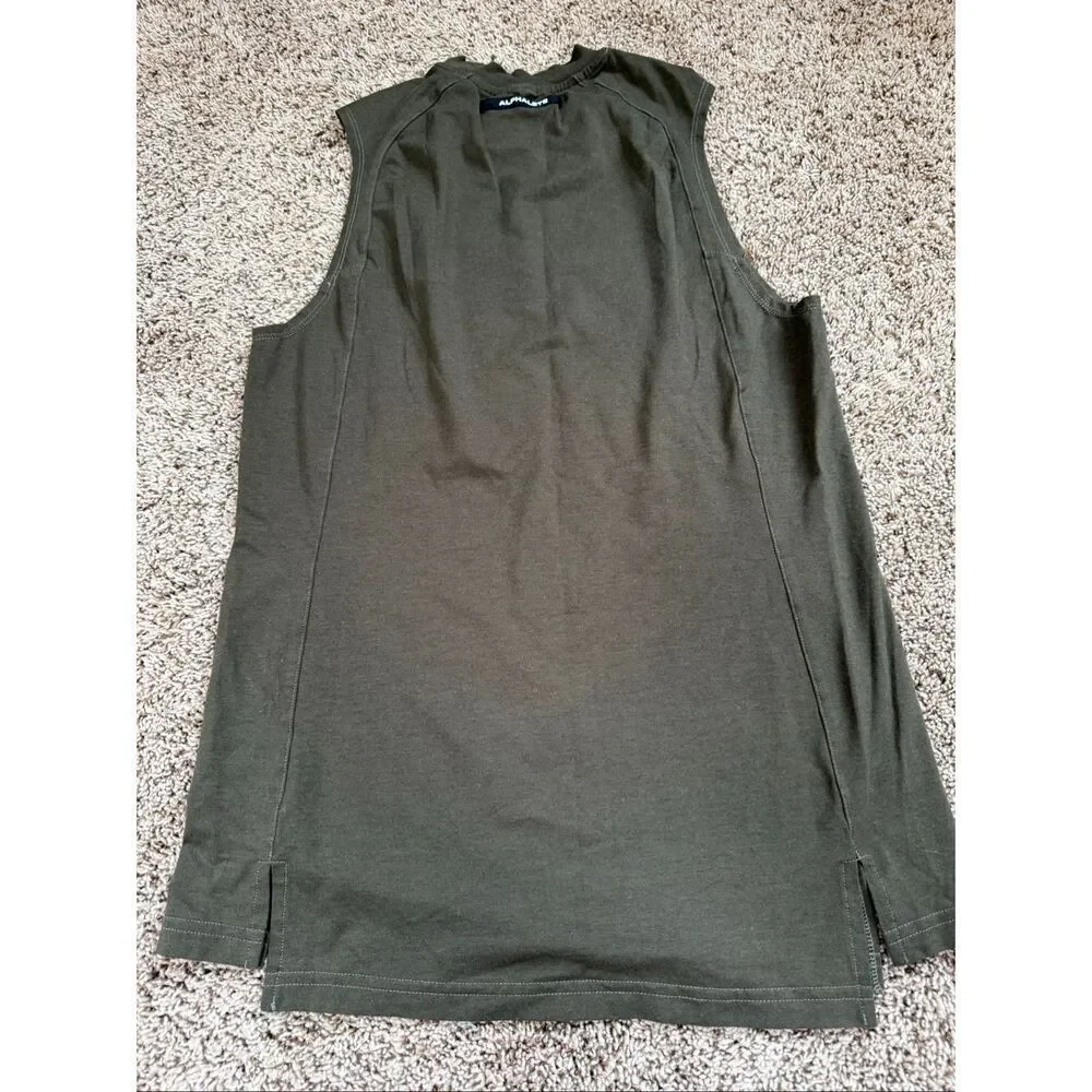 Alphalete Olive Green Sleeveless High Neck Athletic Tank Top Women’s S/M